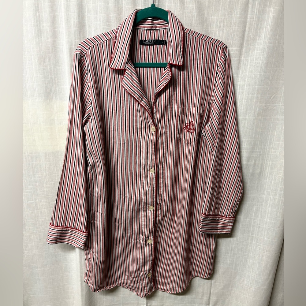 Ralph Lauren Red and White Striped long sleep shirt